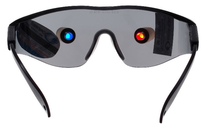 Sports glasses with LED emitters to improve vision
